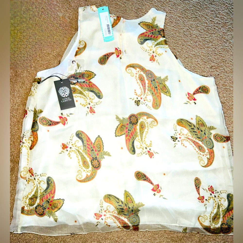 Sleeveless Blouse-Off White Paisley Print
